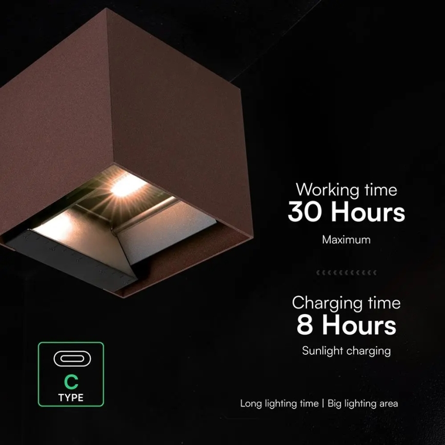 LED saulės sieninis šviestuvas su jutikliu LED/9W/3,7V 3000/4000/5000K IP65 2600 mAh rudas