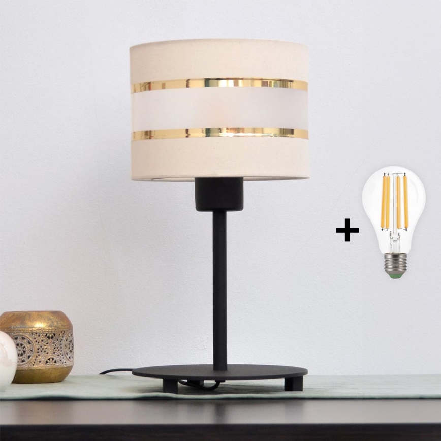 LED Stalinė lempa HELEN 1xE27/15W/230V kreminė/juoda/auksinė