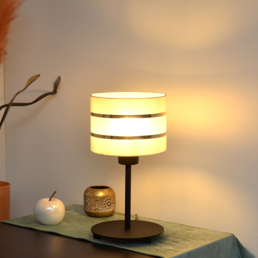 LED Stalinė lempa HELEN 1xE27/15W/230V kreminė/juoda/auksinė