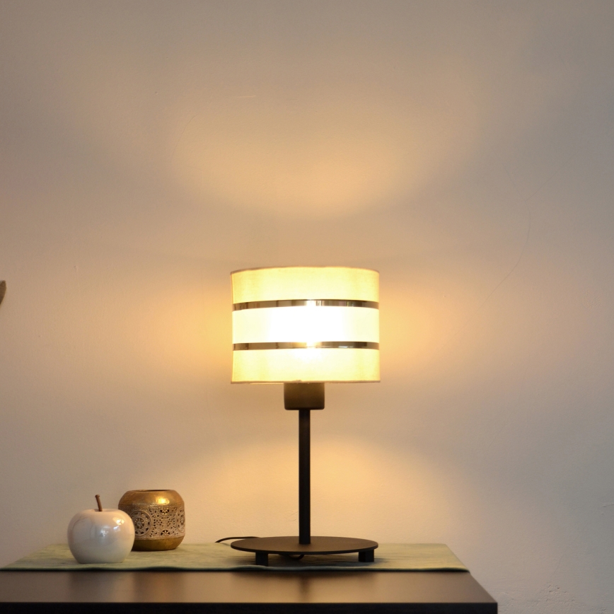 LED Stalinė lempa HELEN 1xE27/15W/230V kreminė/juoda/auksinė