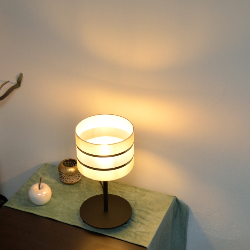 LED Stalinė lempa HELEN 1xE27/15W/230V kreminė/juoda/auksinė