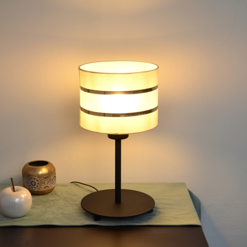 LED Stalinė lempa HELEN 1xE27/15W/230V kreminė/juoda/auksinė