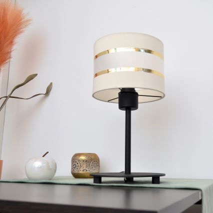 LED Stalinė lempa HELEN 1xE27/15W/230V kreminė/juoda/auksinė