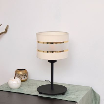 LED Stalinė lempa HELEN 1xE27/15W/230V kreminė/juoda/auksinė