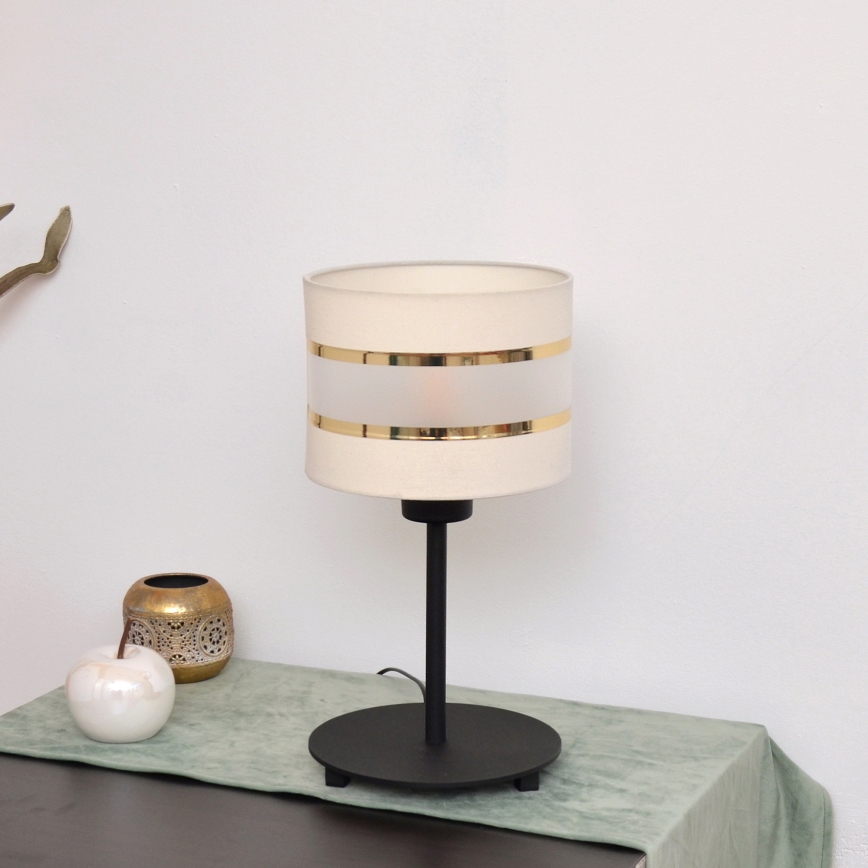 LED Stalinė lempa HELEN 1xE27/15W/230V kreminė/juoda/auksinė