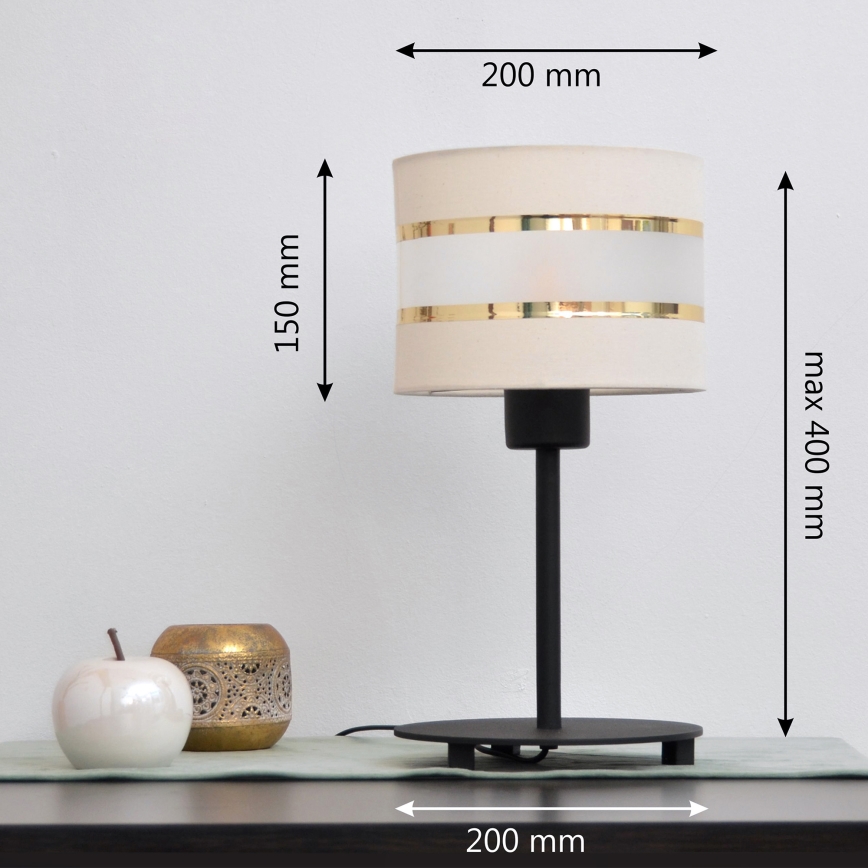 LED Stalinė lempa HELEN 1xE27/15W/230V kreminė/juoda/auksinė