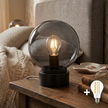 LED stalinė lempa JIMMY 1xE27/60W/230V antracitas/dūminė juoda