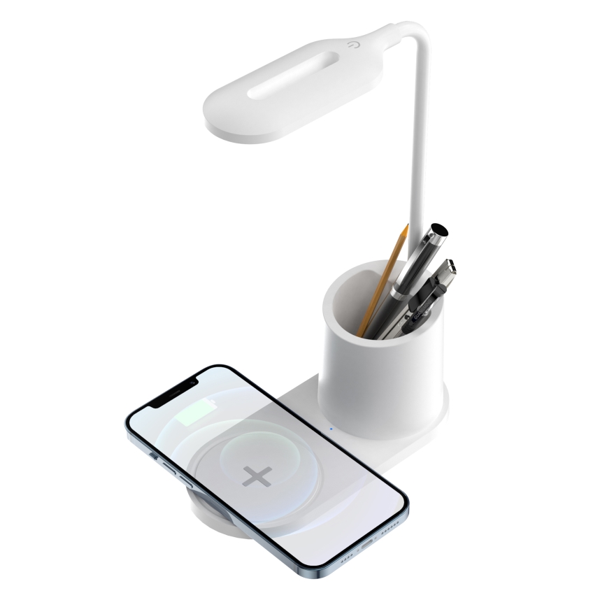 LED Stalinė lempa LED/3W/5V su belaidžiu įkrovimu balta