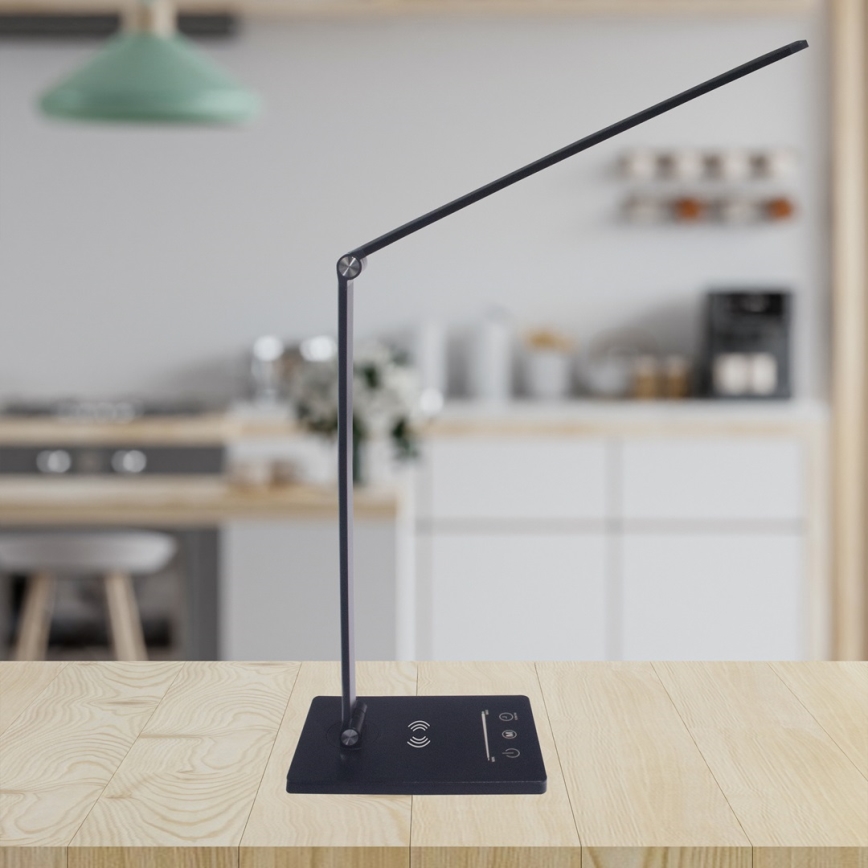 LED Stalinė lempa su belaidžiu įkrovimu VARIO LED/5W/230V 3000-6000K juoda