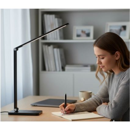 LED stalinis šviestuvas su reguliuojamu ryškumu ir belaidžiu QI įkrovimu NOBLITE Q LED/7W/230V 3000/4000/6500K juodas