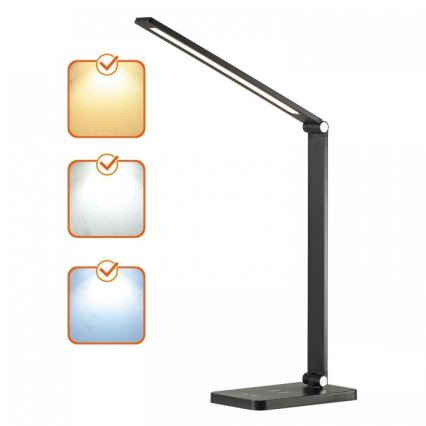 LED stalinis šviestuvas su reguliuojamu ryškumu ir belaidžiu QI įkrovimu NOBLITE Q LED/7W/230V 3000/4000/6500K juodas