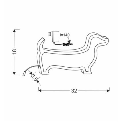 LED stalinė lemputė vaikams DOG LED/12W/230V rožinė