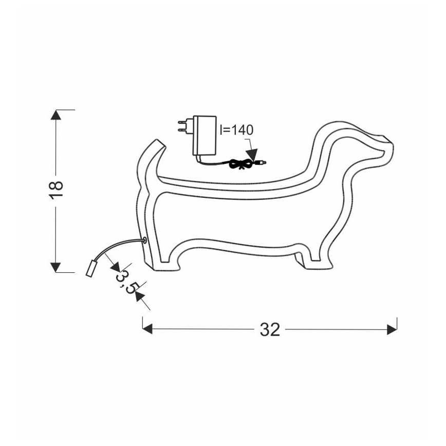 LED stalinė lemputė vaikams DOG LED/12W/230V rožinė