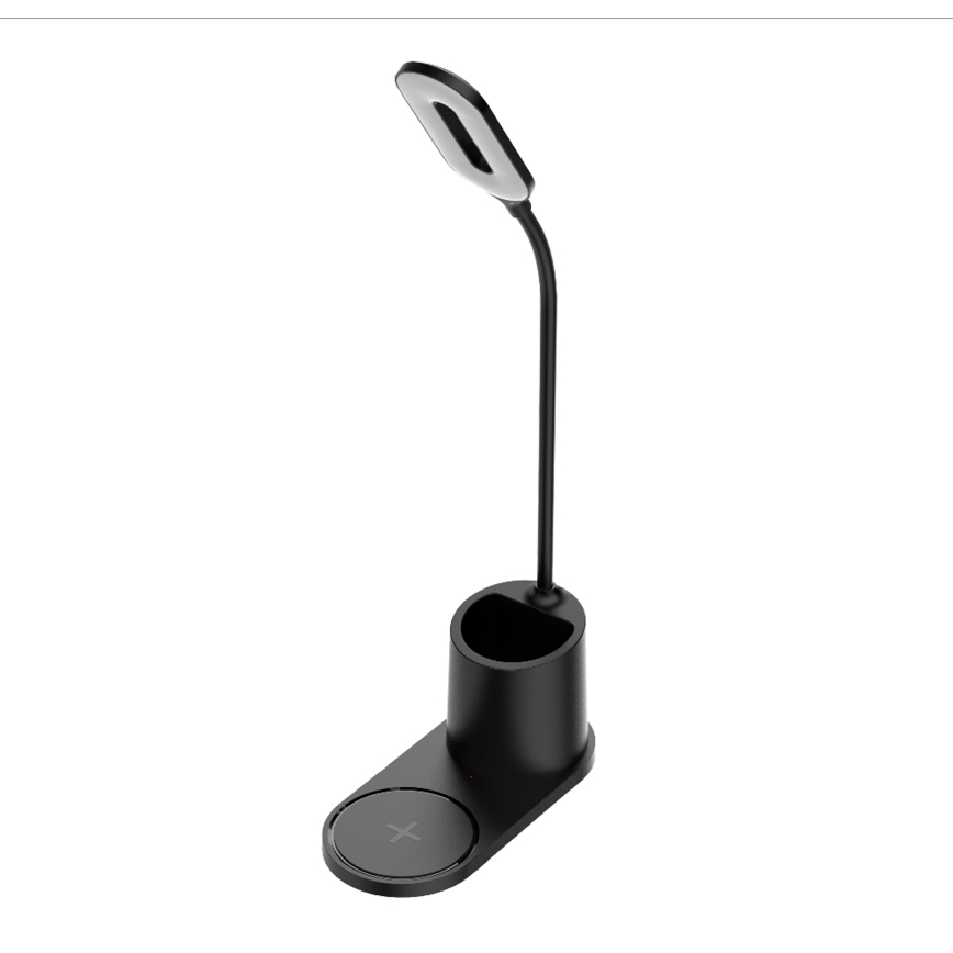 LED stalinis šviestuvas LED/3W/5V su belaidžiu įkrovimu juoda