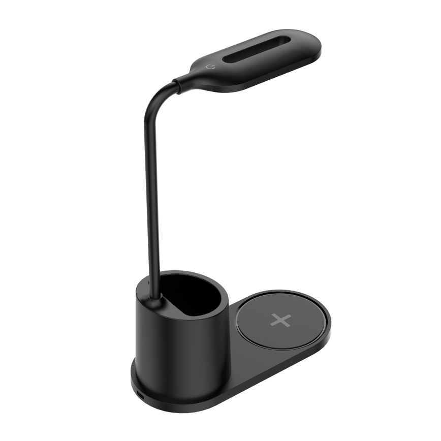 LED stalinis šviestuvas LED/3W/5V su belaidžiu įkrovimu juoda