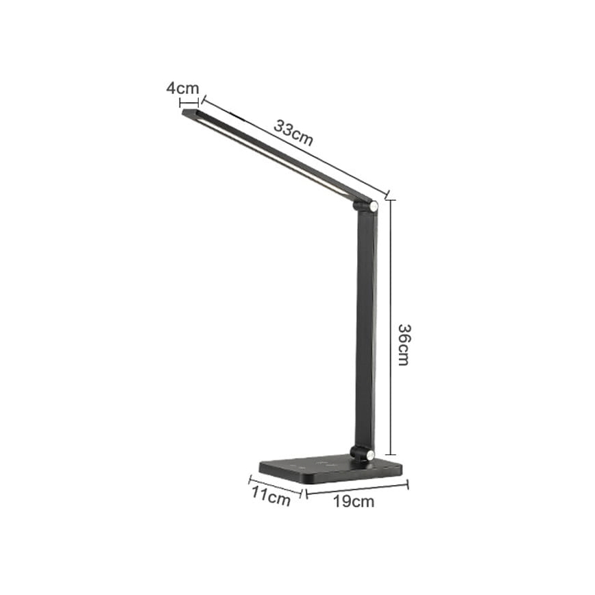 LED Stalinis šviestuvas su belaidžiu pakrovėju LED/10W/230V 3000/4000/4500/5000/6000K juoda