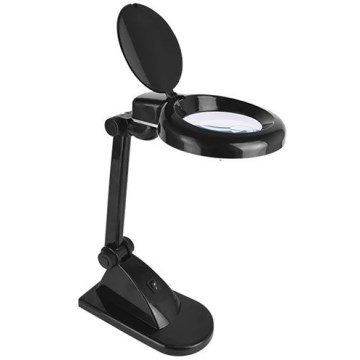 LED stalinis šviestuvas su padidinimo stiklu LED/6W/230V 6500K juodas