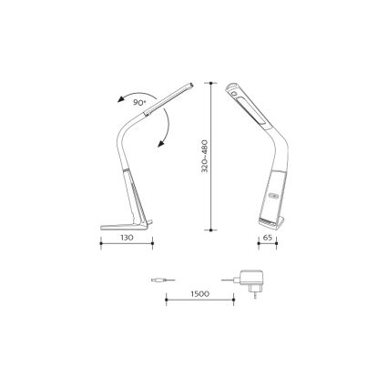 Reguliuojamas LED stalinis šviestuvas su belaidžiu įkrovimu ir judesio jutikliu LORD EVO LED/8W/230V 3000K/4500K/6000K juodas