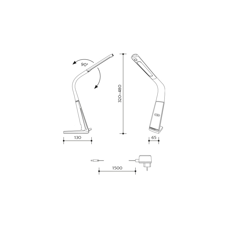Reguliuojamas LED stalinis šviestuvas su belaidžiu įkrovimu ir judesio jutikliu LORD EVO LED/8W/230V 3000K/4500K/6000K juodas