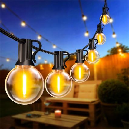 LED dimeriuojama lauko dekoratyvinė girlianda 36xE12/1W/24/230V 22,35 m IP65 juoda + su nuotoliniu pultu