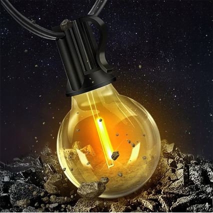 LED dimeriuojama lauko dekoratyvinė girlianda 36xE12/1W/24/230V 22,35 m IP65 juoda + su nuotoliniu pultu