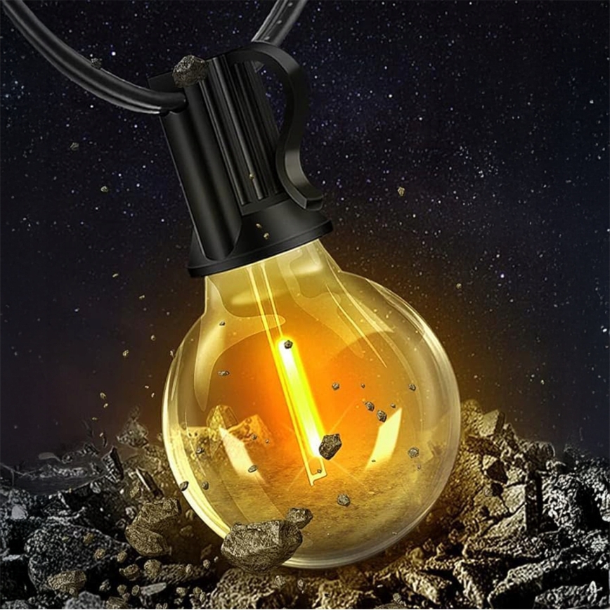 LED dimeriuojama lauko dekoratyvinė girlianda 36xE12/1W/24/230V 22,35 m IP65 juoda + su nuotoliniu pultu