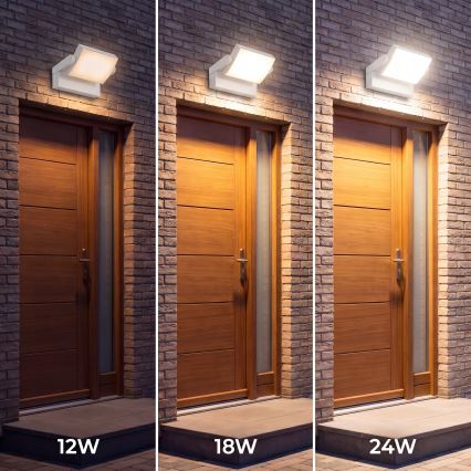 Dimeriuojamas lauko sieninis LED šviestuvas LED/12/18/24W/230V 3000/4000/6500K IP54 balta