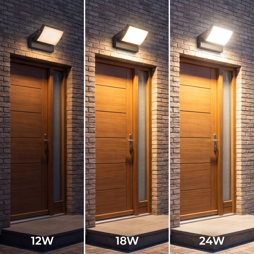Reguliuojamas LED lauko sieninis šviestuvas LED/12/18/24W/230V 3000/4000/6500K IP54 juoda