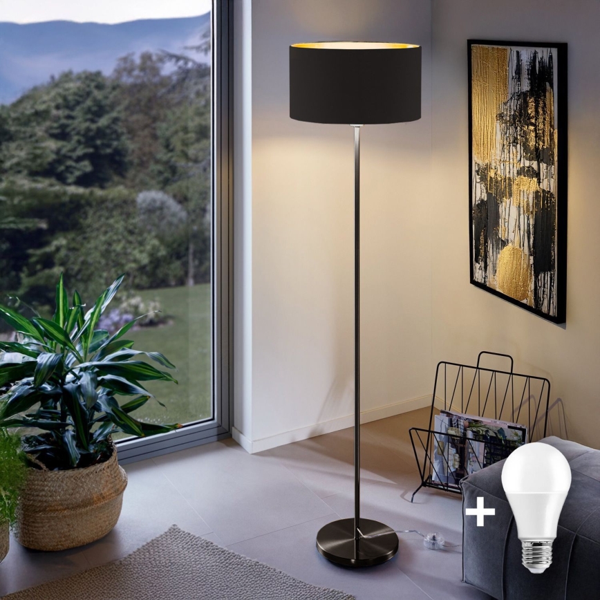 LED stovinti lempa TUNJA 1xE27/20W/230V, skersmuo 38 cm, juoda