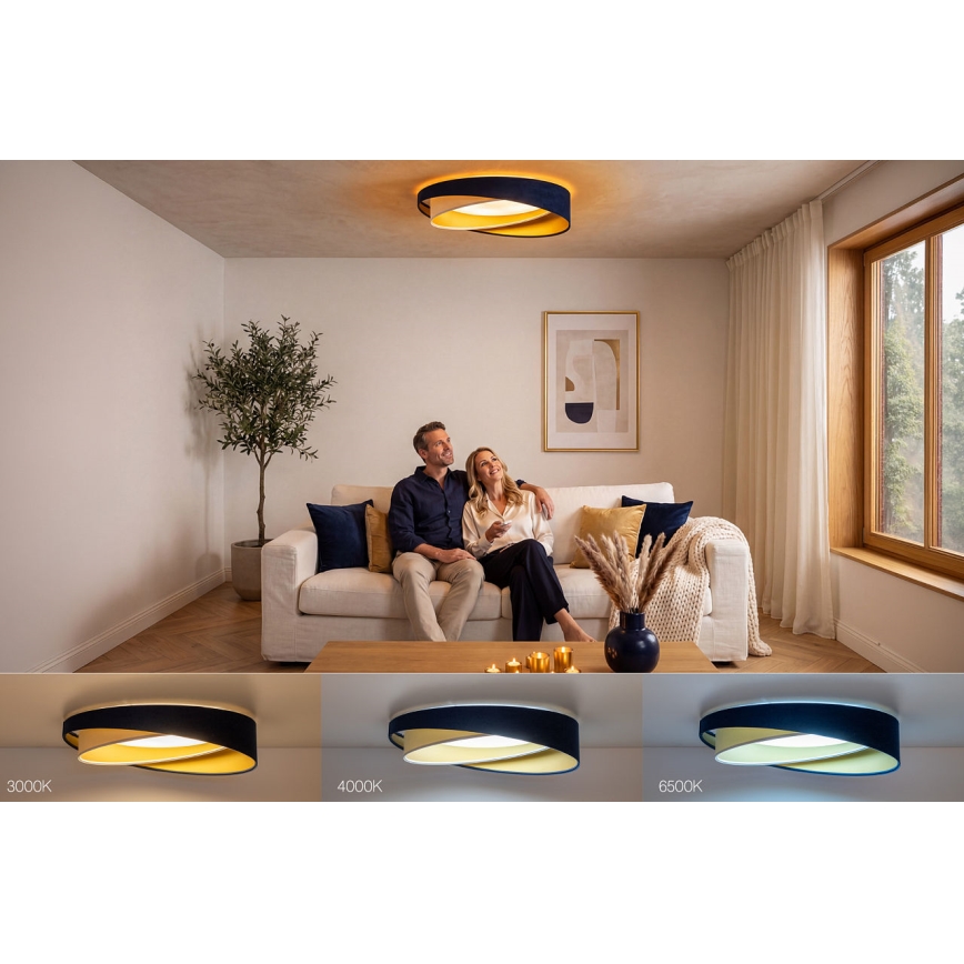 Reguliuojamas LED lubinis šviestuvas SMART GALAXY MODERN LED/24W/230V 3000-6500K skersmuo 55 cm mėlyna/balta/auksinė + nuotolinio valdymo pultas