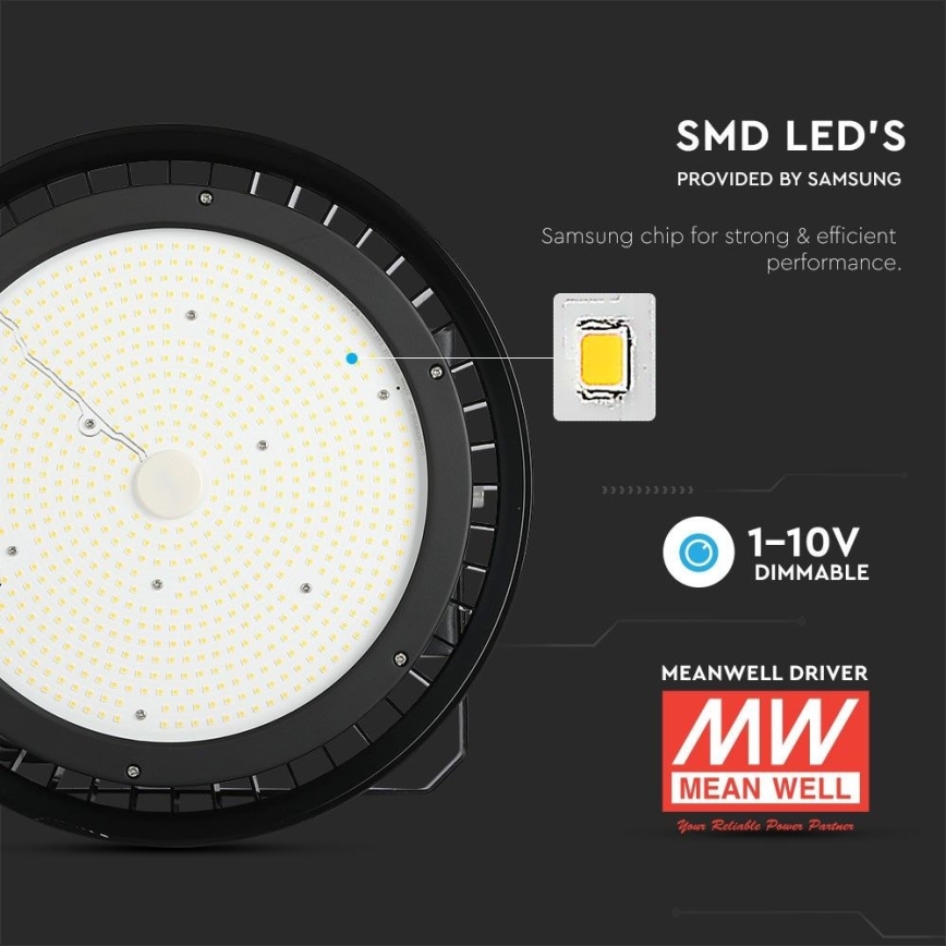 LED šviesos reguliavimas didelio našumo šviestuvas High Bay LED/500W/230V 4000K IP65 juoda