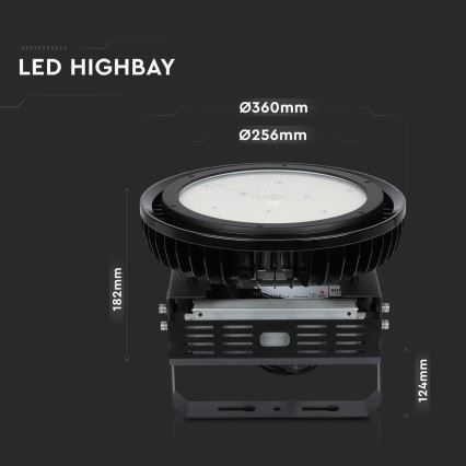 LED šviesos reguliavimas didelio našumo šviestuvas High Bay LED/500W/230V 4000K IP65 juoda