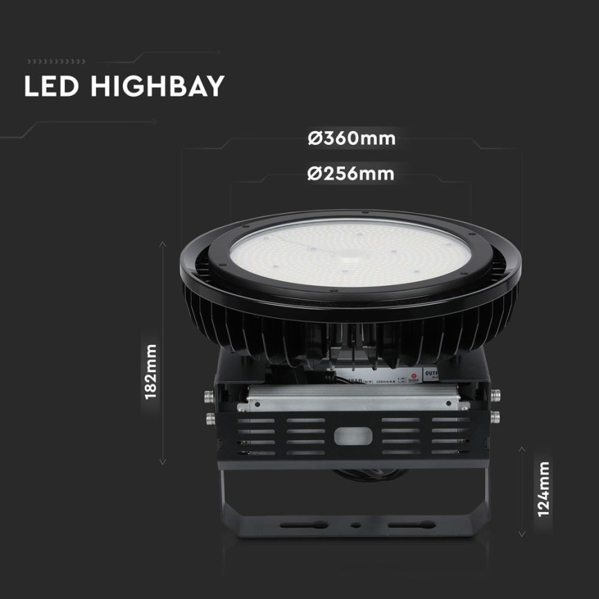 LED šviesos reguliavimas didelio našumo šviestuvas High Bay LED/500W/230V 4000K IP65 juoda