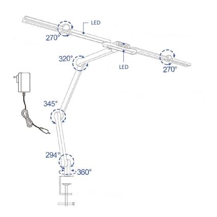LED šviesos reguliavimas jutiklinė lankstus Stalinis šviestuvas POINTIQ LED/24W/230V 3000-6500K CRI 92 juoda
