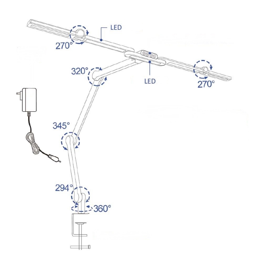 LED šviesos reguliavimas jutiklinė lankstus Stalinis šviestuvas POINTIQ LED/24W/230V 3000-6500K CRI 92 juoda