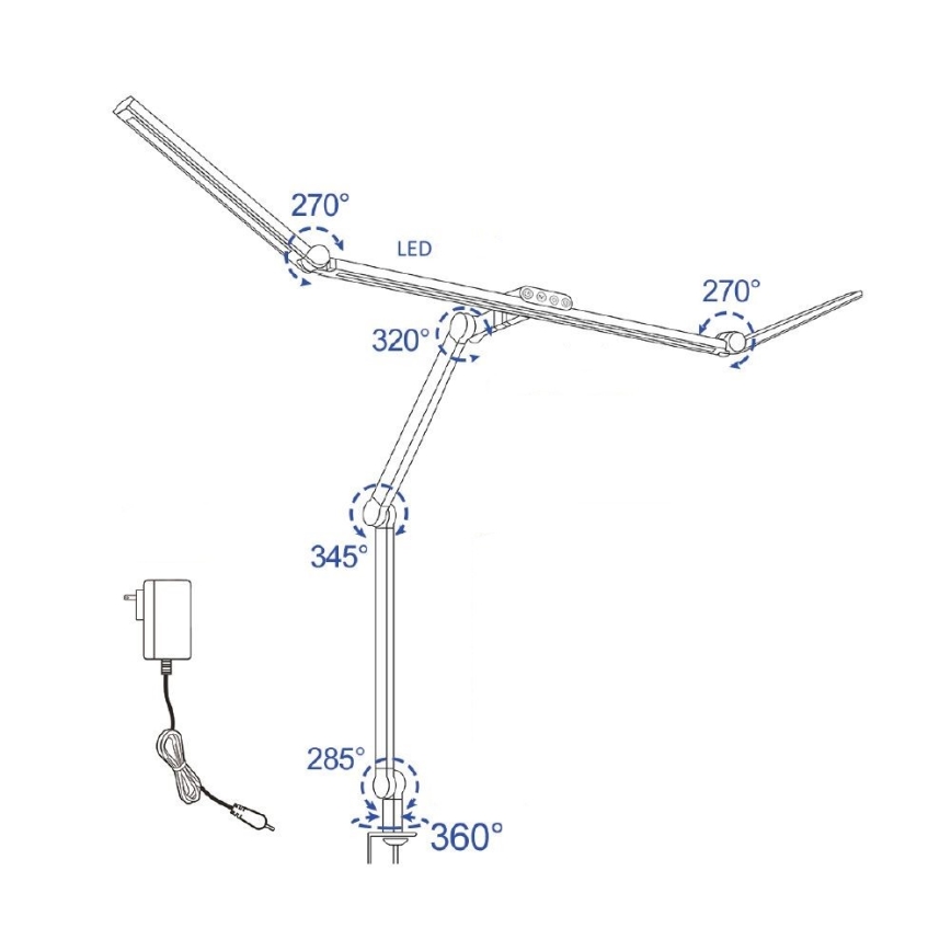 LED šviesos reguliavimas jutiklinė lankstus Stalinis šviestuvas POINTIQ LED/36W/230V 3000-6500K CRI 92 juoda