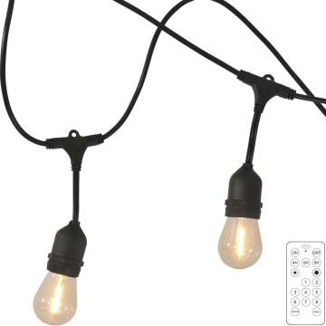 LED šviesos reguliavimas saulės lauko grandinė PARTY 10xE27/3,7V 10 m IP44 + nuotolinio valdymo pultas