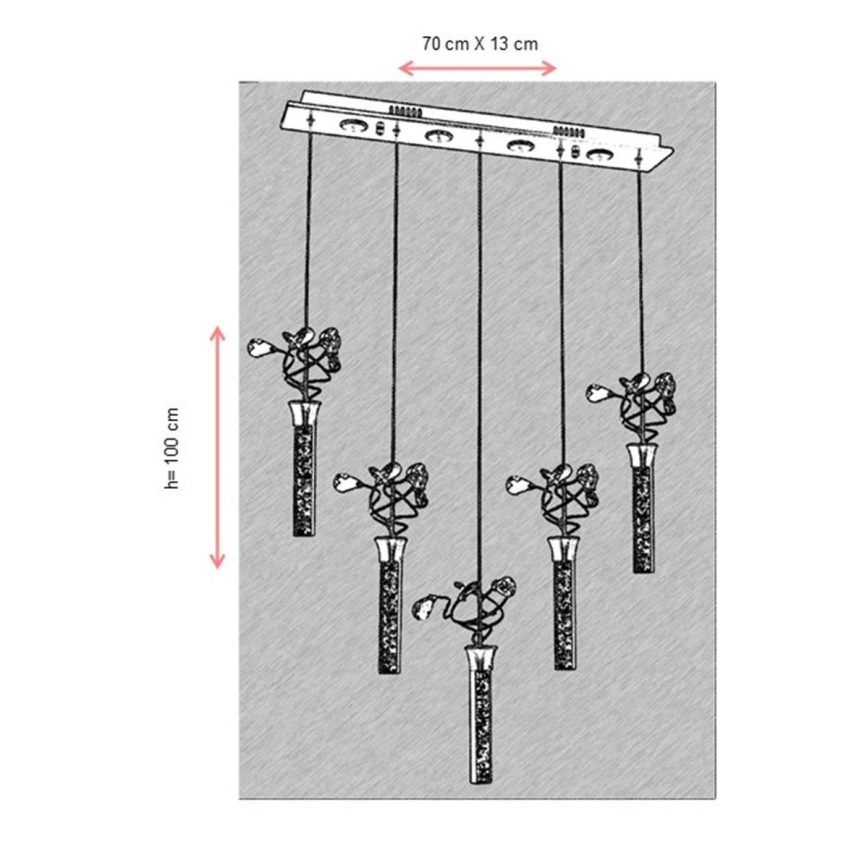 LED šviestuvas ant laido PIGEON 5xLED/6W/230V 6500K blizgus chromas