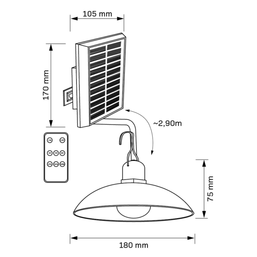 LED šviestuvas, įkraunamas saulės energija CELINA LED/1,8W/3,7V 2400 mAh IP44 + nuotolinio valdymo pultas