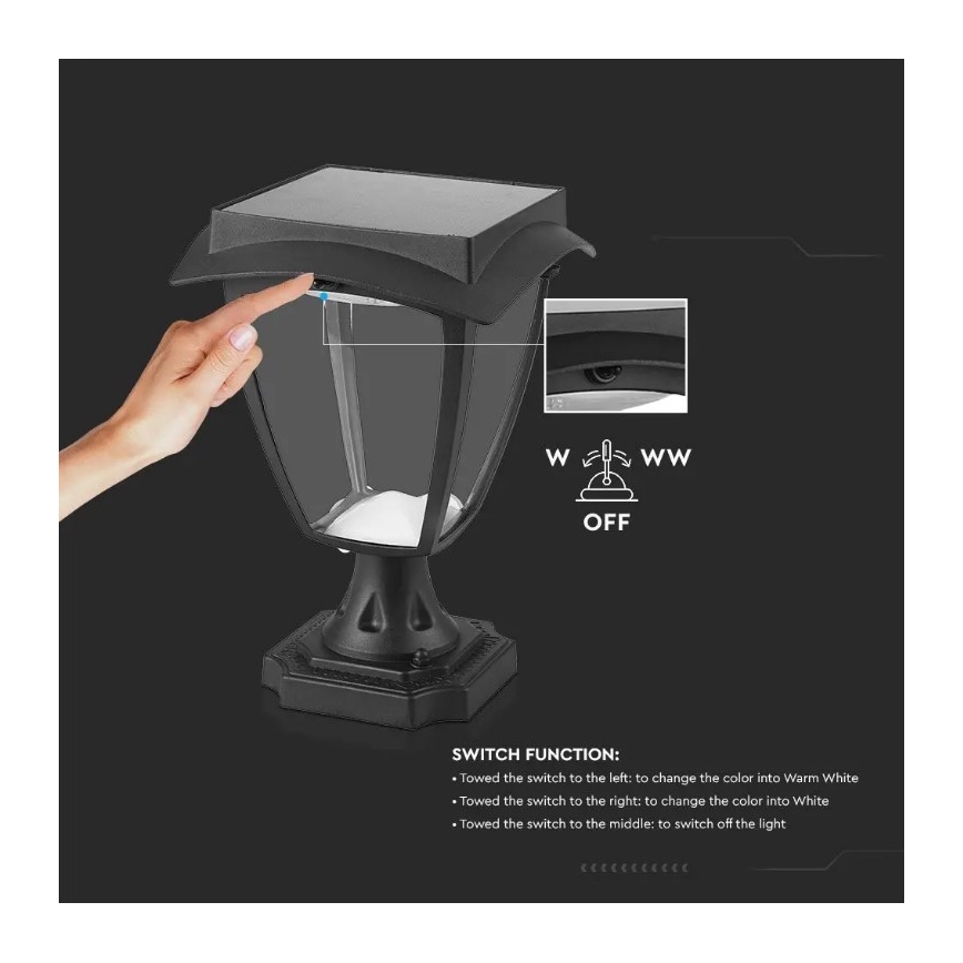 LED šviestuvas, įkraunamas saulės energija LED/2W/3,7V 3000/6000K IP65