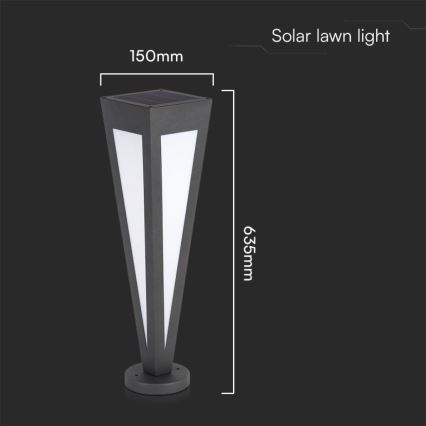 LED šviestuvas, įkraunamas saulės energija LED/2W/3,7V IP65 3000K juoda + nuotolinio valdymo pultas