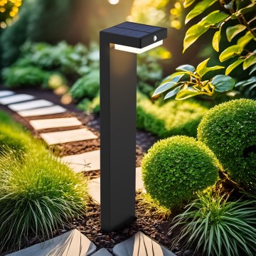 LED šviestuvas, įkraunamas saulės energija su judesio ir prieblandos jutikliu PALERMO LED/5W/2000 mAh IP54 juoda