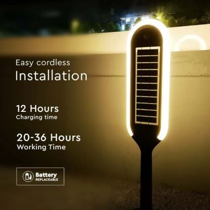 LED šviestuvas, įkraunamas saulės energija su jutikliu BOLLARD LED/5W/5,5V 70 cm 4000K IP65 2000 mAh