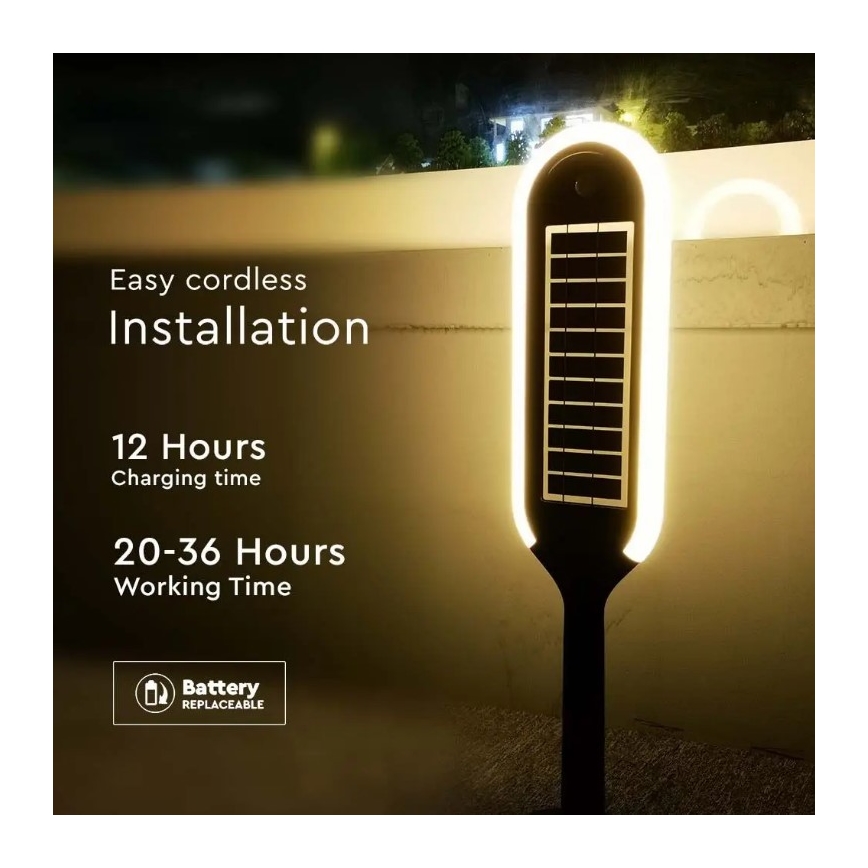 LED šviestuvas, įkraunamas saulės energija su jutikliu BOLLARD LED/5W/5,5V 70 cm 4000K IP65 2000 mAh