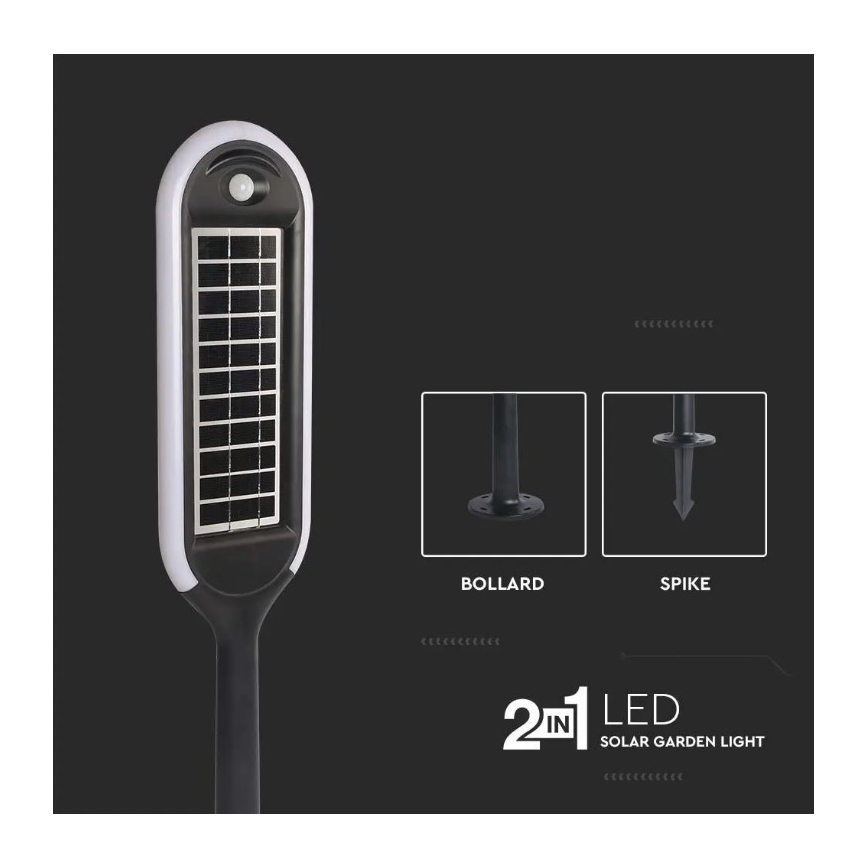 LED šviestuvas, įkraunamas saulės energija su jutikliu BOLLARD LED/5W/5,5V 70 cm 4000K IP65 2000 mAh