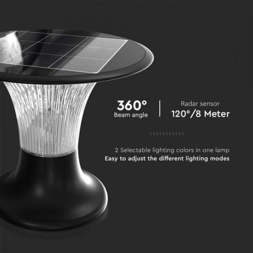 LED šviestuvas, įkraunamas saulės energija su jutikliu LED/15W/3,2V 4000K/6000K IP65 6000 mAh
