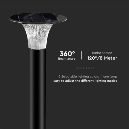 LED šviestuvas, įkraunamas saulės energija su jutikliu LED/15W/3,2V 4000K/6000K IP65 6000 mAh