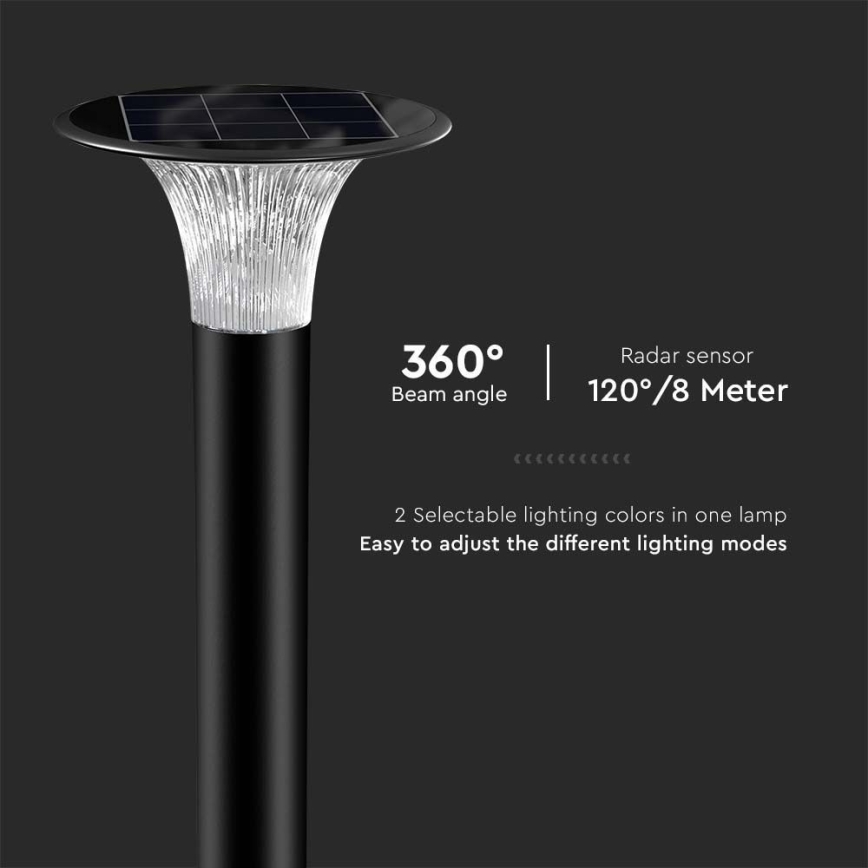 LED šviestuvas, įkraunamas saulės energija su jutikliu LED/15W/3,2V 4000K/6000K IP65 6000 mAh