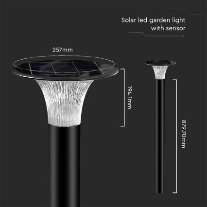 LED šviestuvas, įkraunamas saulės energija su jutikliu LED/15W/3,2V 4000K/6000K IP65 6000 mAh