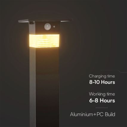 LED šviestuvas, įkraunamas saulės energija su jutikliu LED/2,5W/3,7V IP54 3000K 2200 mAh